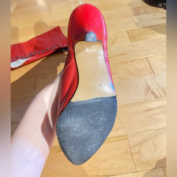 Vintage red leather heeled boots - Picture 9 of 16